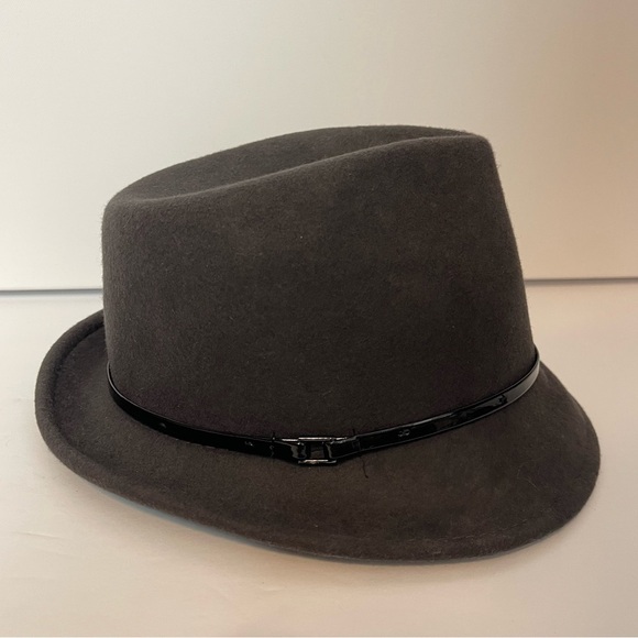 Scala Crushable Gray Wool Skinny Belt Strap Short Brim Trilby Fedora Hat - Picture 1 of 5